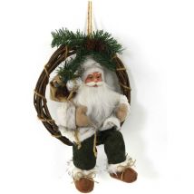 Vacchetti - Gewebter Weihnachtsmann auf grün-weißer Girlande cmh30