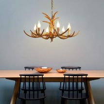 Geweih Pendelleuchte, Kronleuchter Antik Esstisch Braun Harzlampen, Retro Industriestil Hängelampe, Schlafzimmer Pendelleuchte Decke Kronleuchter Für 