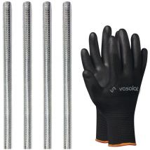 vasalat Gewindestange M6 1000mm verzinkt Set, Festigkeitsklasse 8.8 - Gewindestab mit Außengewinde DIN 976 - hochwertige Metallstange mit Gewinde - 4