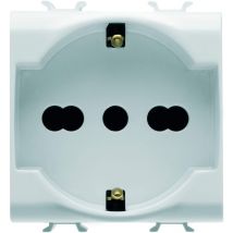 GEWISS - GW10204DY GW10204DY Serie Chorus - Presa Standard Italiano/Tedesco 250V AC, 2P+T 16A Bivalente, 2 Moduli, Bianco, 1 pezzo