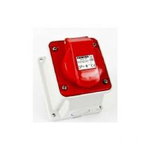 Gewiss - GW62419 3P+E 10° surface-mounted socket base - 32A 400V IP44 - Red