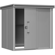 Abri de jardin en métal 187x152x212 cm cm Abri de jardin à toit plat avec porte coulissante en gris Abri étanche à l'eau - GFP