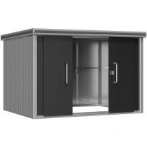 Abri de jardin en métal 256x256x212 cm Abri de jardin à toit plat avec porte coulissante en anthracite Abri étanche à l'eau - GFP