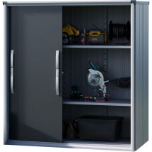 GFP - Armoire de jardin en métal 180x75x191 cm Abris de jardin avec porte coulissante anthracite, plancher inclus