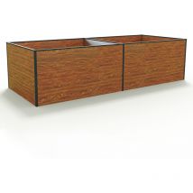 Carré potager surélevé pour herbes et légumes Aluminium daniela - 297 x 119 x 77 cm - optique bois - indéformable et résistant aux intempéries avec