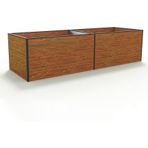 Carré potager surélevé pour herbes et légumes Aluminium daniela - 297 x 99 x 77 cm - optique bois - indéformable et résistant aux intempéries avec