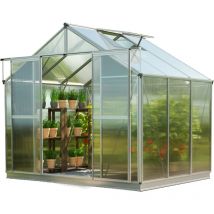 GFP - Invernadero Topas 3 estructura de aluminio 225x195 cm, placas alveolares de 8 mm, con sistema de apertura automático de ventanas y base de