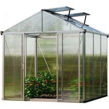 GFP - Serra titan 21 telaio in alluminio 222 x 222 cm, lastre a doppia parete di 10 mm, con apri-finestra automatico e ripiano pieghevole