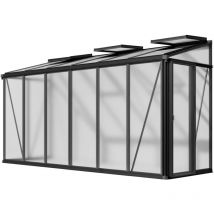 Serre adossée Flora 26 - panneaux en polycarbonate d'env. 16 mm - 388x142 cm - Aluminium - GFP
