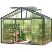 Serre Asteria 21 Premium 311x235 cm avec cadre de fondation intégré Panneaux double paroi 16 mm, couleur anthracite - GFP