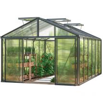 Serre Asteria 24 Light 311x460 cm avec cadre de fondation intégré Panneaux double paroi 12 mm, couleur anthracite - GFP