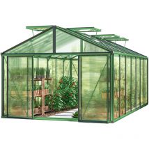 Serre Asteria 25 Premium 311x235 cm avec cadre de fondation intégré Panneaux double paroi 16 mm, couleur vert mousse - GFP