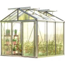 Serre Diamas 21 Premium 235x235 cm avec cadre de fondation intégré Panneaux double paroi 16 mm, couleur aluminium nature - GFP