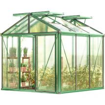 Serre Diamas 21 Premium 235x235 cm avec cadre de fondation intégré Panneaux double paroi 16 mm, couleur vert mousse - GFP