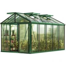 Serre Diamas 23 Premium 235x385 cm avec cadre de fondation intégré Panneaux double paroi 16 mm, couleur vert mousse - GFP