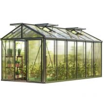Serre Diamas 24 Light 235x460 cm avec cadre de fondation intégré Panneaux double paroi 12 mm, couleur anthracite - GFP
