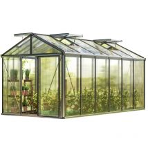Serre Diamas 24 Premium 235x460 cm avec cadre de fondation intégré Panneaux double paroi 16 mm, couleur aluminium nature - GFP