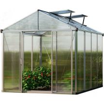 Serre titan 23 aluminium 222x365 cm, panneaux double paroi épais 10 mm indéformables et résistants aux intempéries - GFP