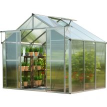 Serre Topas 3 cadre aluminium 225x195 cm Plaques double paroi 8 mm indéformables & résistantes aux intempéries - GFP