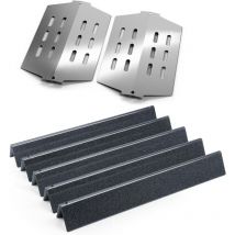 44,5cm Flavorizer bars 7621 et 34cm déflecteur de chaleur 7622 pour Weber Genesis i 300 E310 320 330 S310 330 avec Bouton de Commande Avant