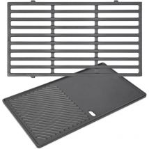 44,5 cm Grille de Cuisson et Plaque de Cuisson en fonte pour Weber Spirit i & ii 200 E210 E220 S210 S220 avec 2 Boutons de Commande Avant