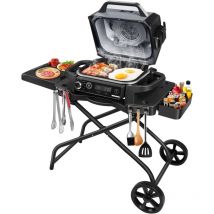 Gftime - Chariot de barbecue portable pour Ninja Woodfire, support de barbecue d'extérieur pliable pour barbecue Ninja Woodfire (Ninja OG701),
