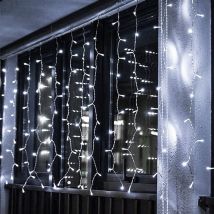 Ghirlanda led 220V 3M a tenda 14 pendenti 140led IP44 luce Bianca