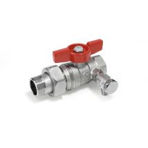 Giacomini - Kugelhahn Mit Rotem Flügelgriff, Mit Entleerung Und Lösbarer Verschraubung R259ds 3/4'f X 1'M