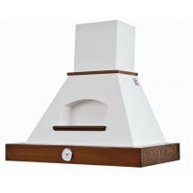 Webmarketpoint - Hotte de cuisine rustique blanche giada avec cadre en bois incrusté couleur tabac avec horloge de 120 cm