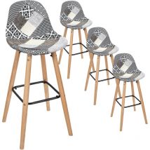 Altobuy - giada - Lot de 4 Tabourets de Bar Patchwork Motifs Grisés