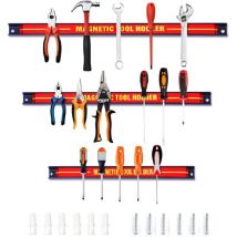 Giantex 3x Magnetic Strip Tool 46 + 30 + 20 Cm Magnetic Strip Set Tool Magnetic Rail For Tools Strong Magnetic Tool Holder Wall Magnet Tool Bar 