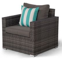 Giardino Sydney Grey Rattan Armchair | Rattan Garden Lounge Chair with Outdoor Furniture Cover - Mixed Grey