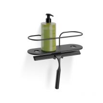 Giesse - Giese panier de douche 40603-14 monté sur barre de douche, avec crochet et raclette de douche, noir mat