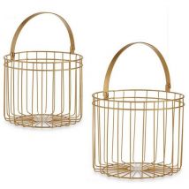 Cesta dorado metal 25 x 35 x 25 cm cilíndrica (2 pcs)