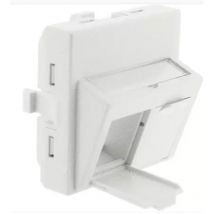 GGMPL45ID Plastron 45x45mm incliné volet 2 ports blanc - Gigamedia