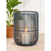 Windlicht, 'Metallo', Metall, dunkelgrau, ve 3, h. 18 cm, d. 13,5 cm mit Glasröhre h. 13 / d. - Gilde