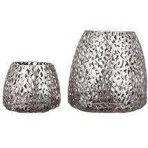 Windlicht, 'Purley', Metall, silberfarben, ve 4, h. 11 cm, d. 14 cm - Gilde