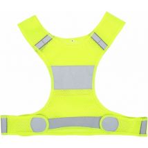 Gilet de Course Réfléchissant, Jaune Fluorescent Taille Réglable Gilet Réfléchissant Haute Visibilité Gilet de Sécurité de Course de Nuit avec Poches