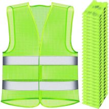 Gilet haute visibilité 30 piècesGilet de sécurité réfléchissantGilet en maille haute visibilitéTaille réglablePour hommesFemmesTravail en extérieur