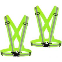 Gilet réfléchissant Running Gear 2 pcs, maillot de corps de sécurité réglable haute visibilité, adapté à l'équitation de nuit, à la randonnée, au