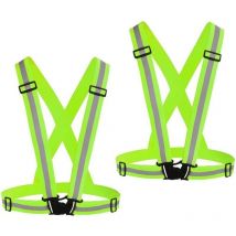 Gilet réfléchissant Running Gear 2 pcs, maillot de corps de sécurité réglable haute visibilité, adapté à l'équitation de nuit, à la randonnée, au