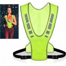 Lablanc - Gilet Reflechissant Running, Réglable Gilet Reflechissant Velo Haute Visibilité avec Boucles e Réflecteurs, Poids Léger Gilet Fluorescent