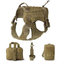 Linghhang - Gilet Tactique pour Chien(Marron)Taille l , Gilet Tactique pour Chien de Service, Patrouille Militaire Imperméable à l'eau Confortable