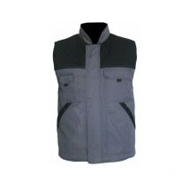 Gilet typhon sans manche double ouate et polaire gris-noir