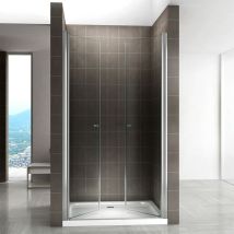 GINA Porte de douche H 195 cm largeur réglable 72 à 76 cm verre transparent
