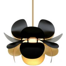 Ginger Suspension 1 Lumière Feuille d'Or, Noir, Verre