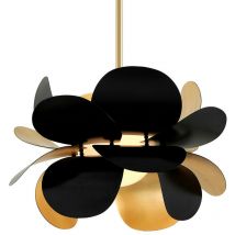Ginger Suspension 1 Lumière Feuille d'Or, Noir, Verre