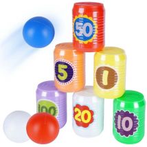 Gioco di Societa' Tiro al barattolo Gioco del bersaglio 9Pz Lattine Con Punti