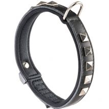 Ferplast - giotto luxor black c Collier en cuir noir naturel avec clous et micro-réglage - 6 tailles. Variante C25/44 - Misure: a: 40-44 cm b: 25 mm