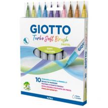 Giotto - Turbo Soft Brush, Marcadores con punta de pincel, Punta de Pincel soluble al agua, Colores Pastel Surtidos, 10 unidades